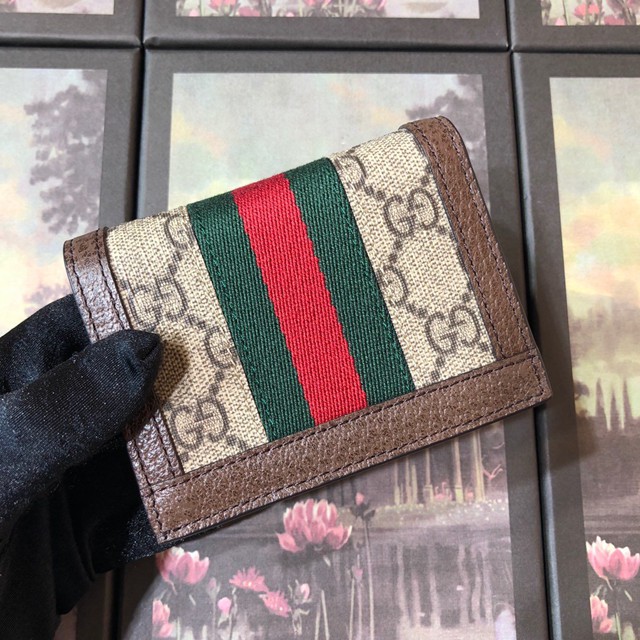 Gucci經典款錢夾錢包 523155 古馳最新款ophidia系列小卡包 Gucci女士零錢包 Gucci名片盒  gqy3445